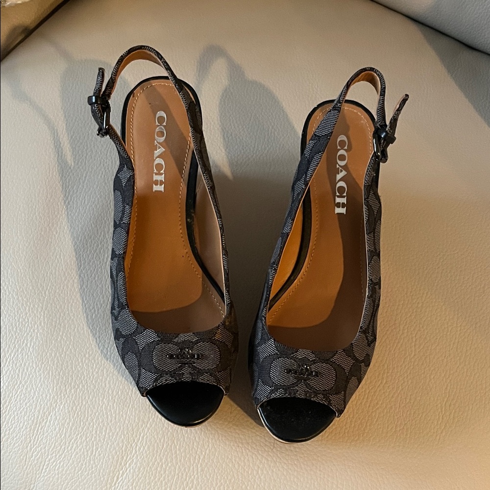 Coach Black and Gray Women's Slingback Heels